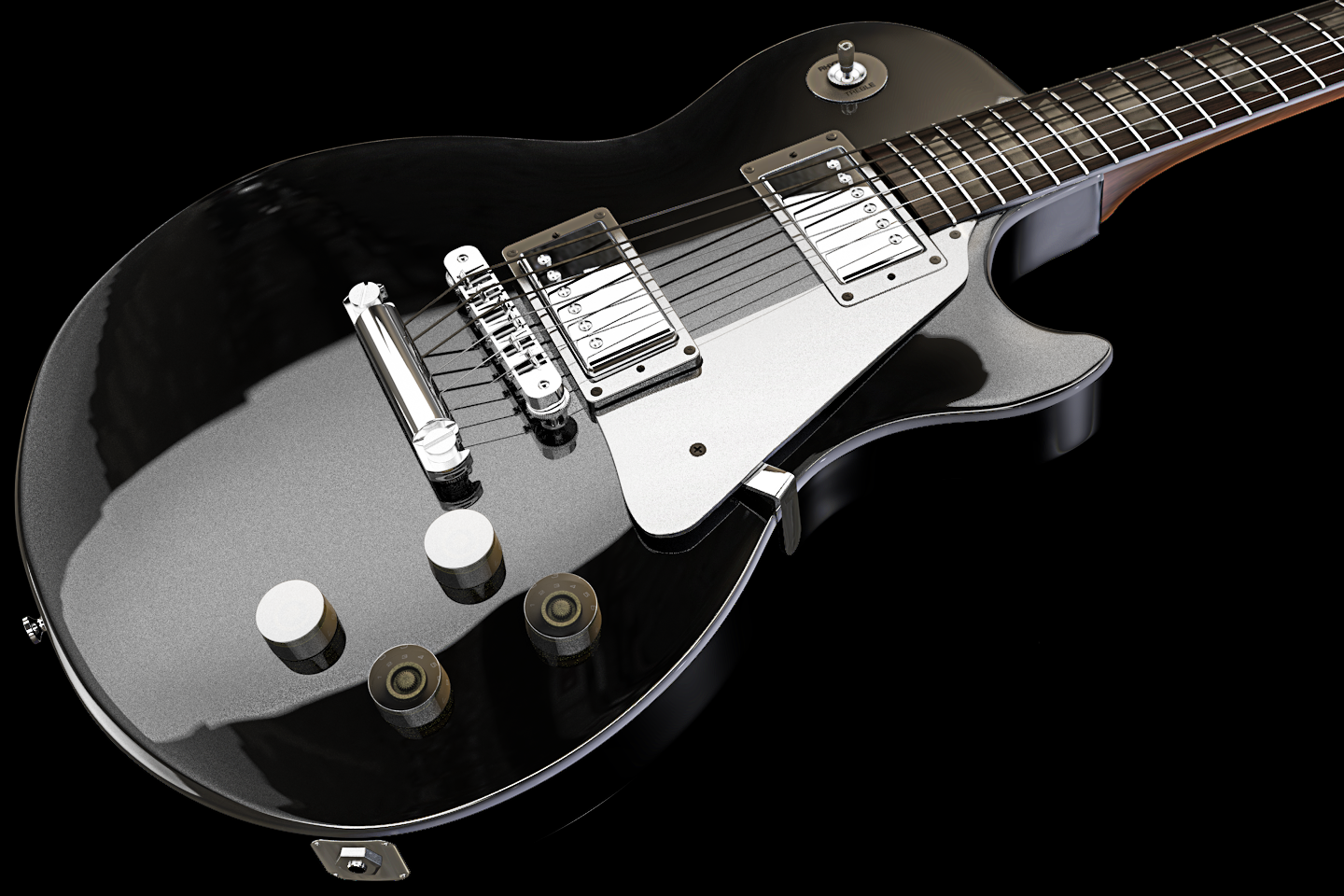 Les Paul (black) — 3D modeling and compositing