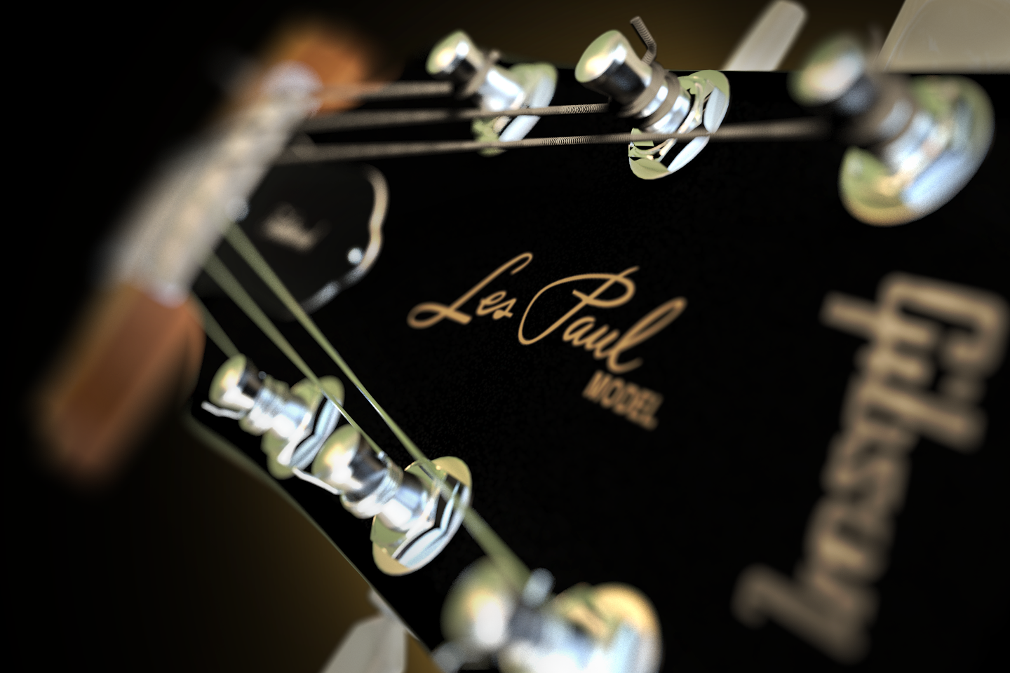 Les Paul headstock — 3D modeling and compositing detail