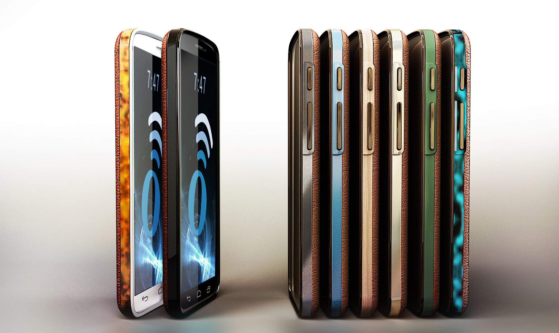 Greenmo designer phones — side view 3D & compositing